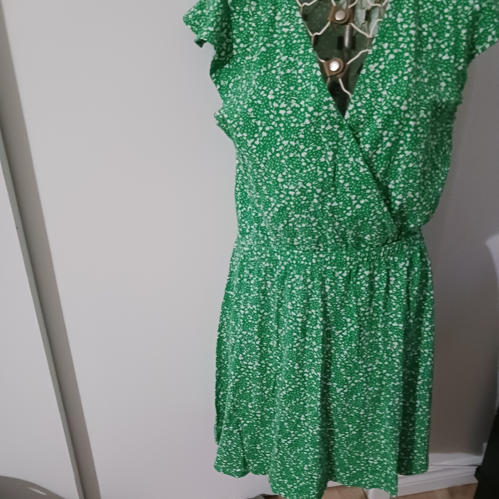 Green Floral Wrap Dress - Versatile Women's Dress